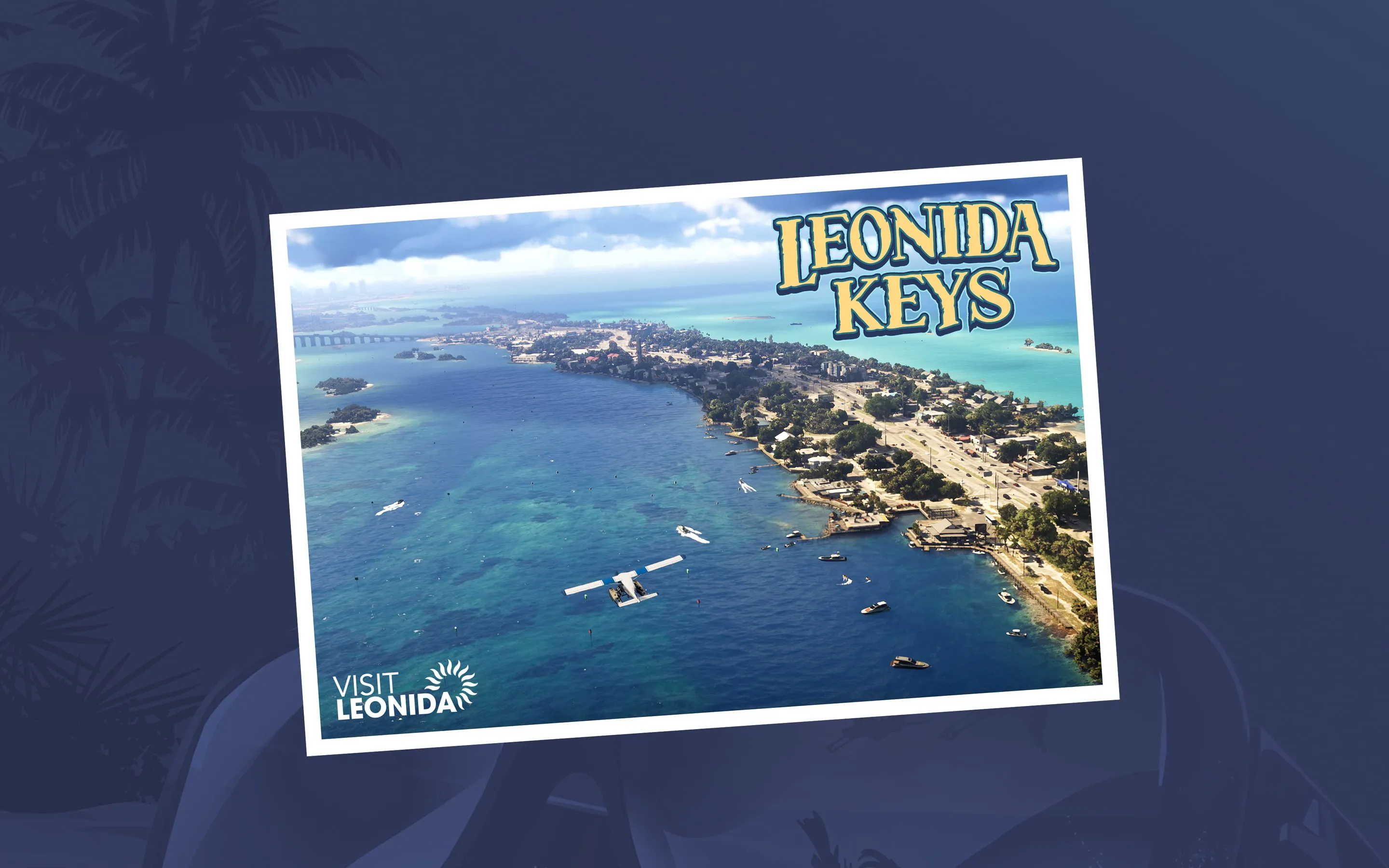 The “Visit Leonida” postcard of the Leonida Keys: the coast and the islands seen from the sky